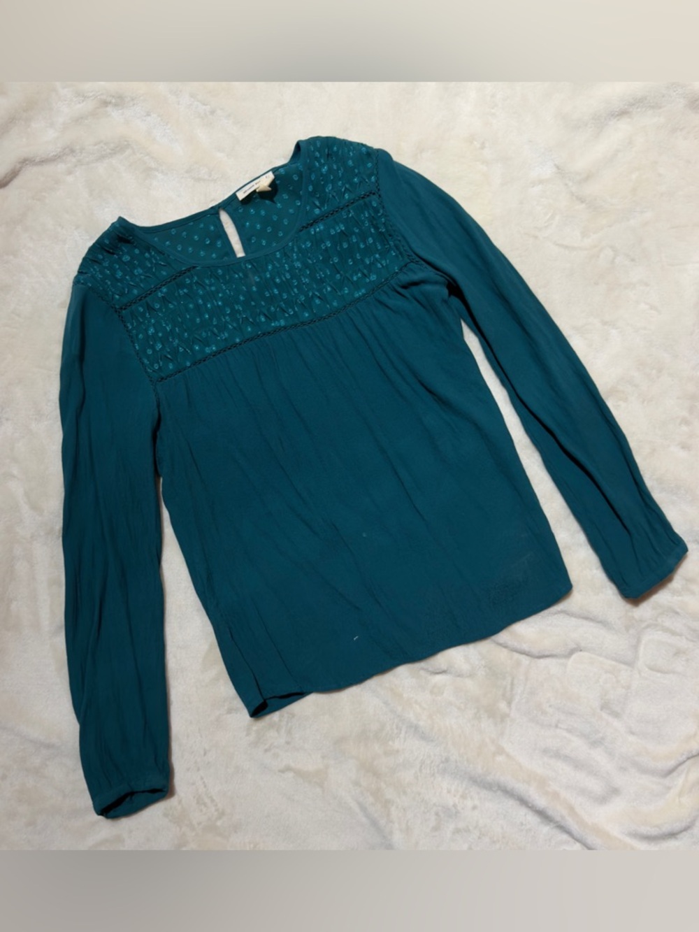 Meadow Rue Teal Long-Sleeve Peasant Blouse